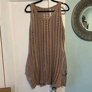 Crochet Beach Cover Up - Tan